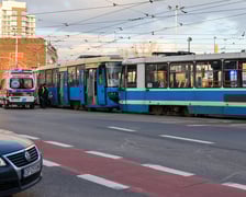 Zderzenie tramwajów na pl. Jana Pawła II.