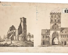 <p>Z lewej:&nbsp;kości&oacute;ł św. Mikołaja na Szczepinie, zniszczony podczas II wojny światowej.</p>
<p>Z prawej: Brama Świdnicka - zesp&oacute;ł bram miejskich w południowej części umocnień fortecznych Wrocławia, zburzona na początku XIX w.</p>
<p>&nbsp;</p>