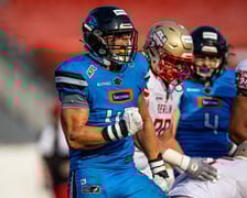 Piłkarze Śląska Wrocław i futboliści Panthers podczas meczów