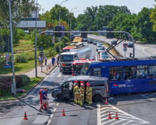 Wypadek na skrzyżowaniu Toruńska/Brucnkera - zdjęcie z drona, 2.08.2026 r.