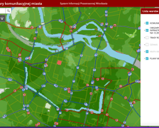 Mapa dostępności komunikacyjnej. Zbliżenie na centrum miasta