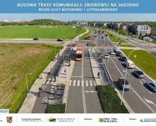 Wizualizacja przedstawia buspas na Jagodno, który jest w trakcie budowy