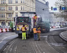 Prace przy przebudowie węzła Drobnera-Dubois. Zdjęcie z 1 grudnia 2025 r.