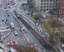 Prace przy przebudowie węzła Drobnera-Dubois. Zdjęcie z 1 grudnia 2025 r.