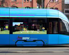Wiosennie ozdobiony tramwaj we Wrocławiu