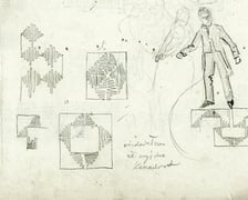 <p>Kartka z notatnika Wacława Szpakowskiego - szkic wzor&oacute;w z wrocławskiego plafonu</p>