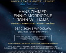 <p class="MsoNormal">Kolejny wiecz&oacute;r będzie poświęcony kompozytorom muzyki filmowej: Hansowi Zimmerowi, Ennio Morricone i Johnowi Williamsowi. Usłyszymy zatem piosenki z film&oacute;w takich jak &bdquo;Kr&oacute;l lew&rdquo;, &bdquo;Gladiator&rdquo;, &bdquo;Gwiezdne wojny&rdquo; i &bdquo;Nienawistna &oacute;semka&rdquo;.</p>
<p class="MsoNormal">Na scenie zobaczymy orkiestrę symfoniczną, ch&oacute;r, solist&oacute;w i gości na czele z Justyną Steczkowską.</p>
<p class="MsoNormal"><strong>Termin</strong>: 16 października o godzinie 16:00 i 20:00<br /><strong>Bilety</strong>: <a href="https://www.ebilet.pl/klasyka/muzyka-filmowa/tribute-to-hans-zimmer-ennio-morricone-john-williams?partner=spartan&amp;city=Wroc%C5%82aw">od 158 złotych &ndash; do kupienia tutaj</a>.</p>