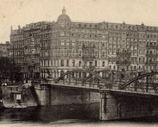 Lata 1900-1905 , Most Mieszczański na tle nieistniejącej zabudowy obecnego pl. Maxa Borna i Dubois.