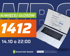 <p>Plansza z napisem: najwięcej głos&oacute;w 1412 14.10 o 22:00</p>