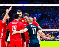 <p>Siatkarze polskiej reprezentacji podczas meczu z Japonią w p&oacute;łfinale Ligi Narod&oacute;w</p>