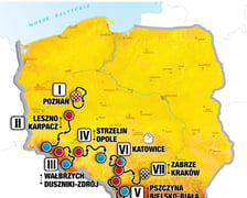mapa wyścigu Tour de Pologne 2023