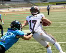 <p>Kibice na meczu Panthers Wrocław z Centurions Cologne</p>