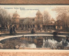 Przedwojenne pocztówki z wrocławskiego zoo. Restauracja i sala koncertowa (dzisiejsze Terrarium)