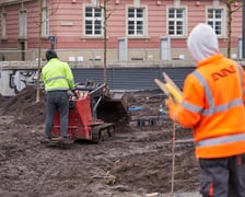 Sadzenie pierwszych drzew na placu Nowy Targ