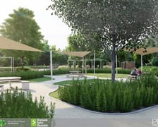 <p>Wizualizacja - planowany park Literacki na Złotnikach (osiedle Leśnica)</p>
