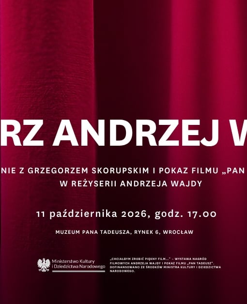 Plakat filmu „Mistrz Andrzej Wajda” – spotkanie z Grzegorzem Skorupskim