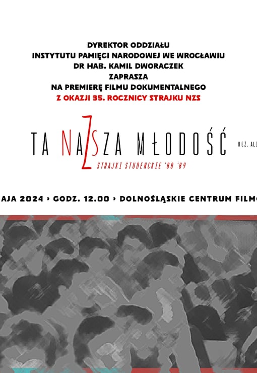 Plakat filmu Premiera filmu dokumentalnego „Ta nasza młodość…" Strajki studenckie ’88 ‘89