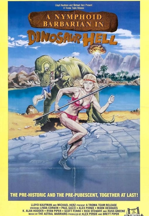 Plakat filmu Barbarzyńska nimfomanka w piekle dinozaurów