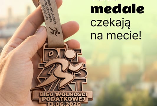 Grafika z medalem Biegu Wolności Podatkowej