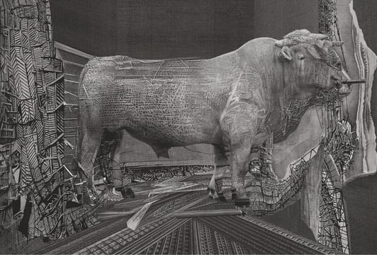 Paweł Frąckiewicz,  Byk wielki – biały, algrafia, druk cyfrowy, 70 × 100 cm, 2011