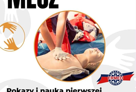 Plakat promujący mecz - pierwsza pomoc