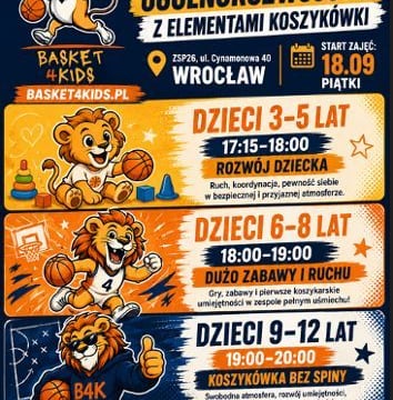 Bezpłatne zajęcia ogólnorozwojowe z elementami koszykówki dla dzieci od 2 roku życia