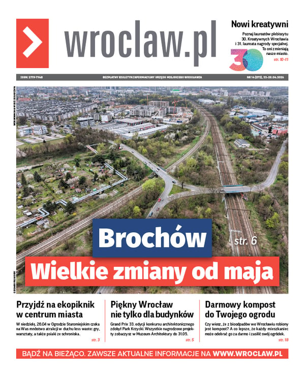 Zdjecie okładki biuletynu - Widok z lotu ptaka na idące do remontu wiadukty nad torami na Brochowie