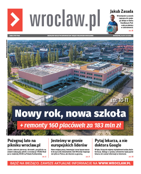 Zdjecie okładki biuletynu - Widok z drona na nową placówkę oświatową przy ul. Zwycięskiej