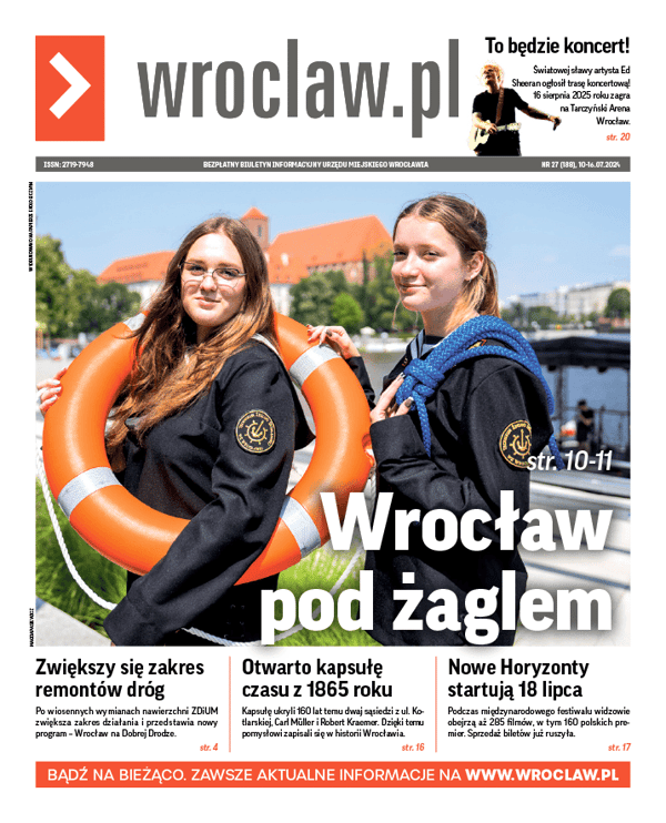 Zdjecie okładki biuletynu - Uczennice z Technikum Żeglugi Śródlądowej podczas Dni Marynarza Rzecznego we Wrocławiu