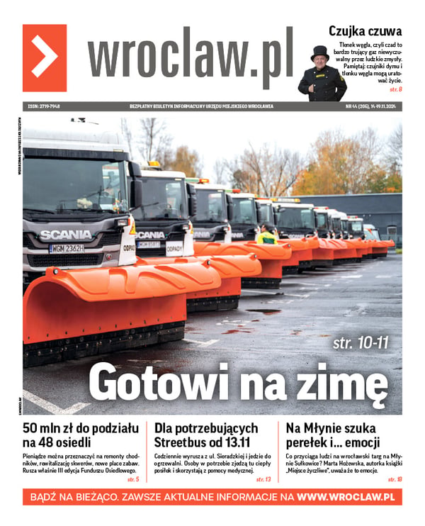 Zdjecie okładki biuletynu - Samochody typu pługosyparka ustawione w rzędzie na placu parkingowym w spółce miejskiej Ekosystem