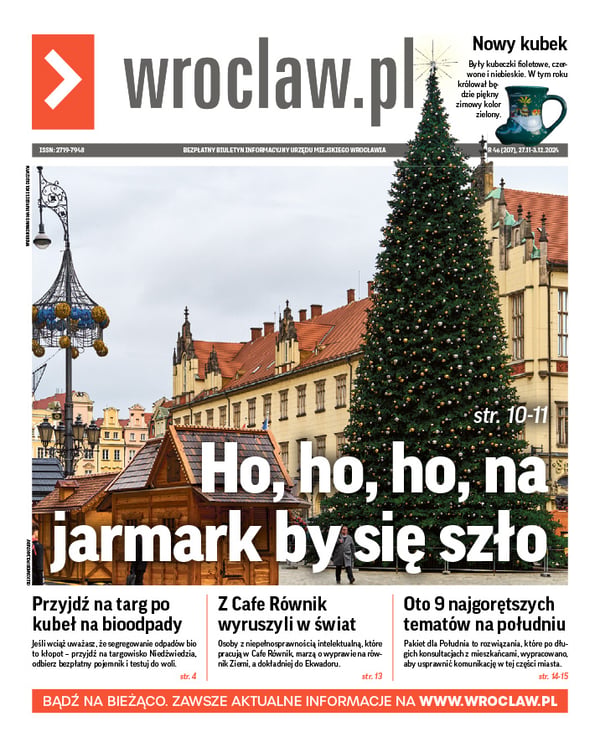 Zdjecie okładki biuletynu - Choinka pomiędzy domkami jarmarku na wrocławskim Rynku
