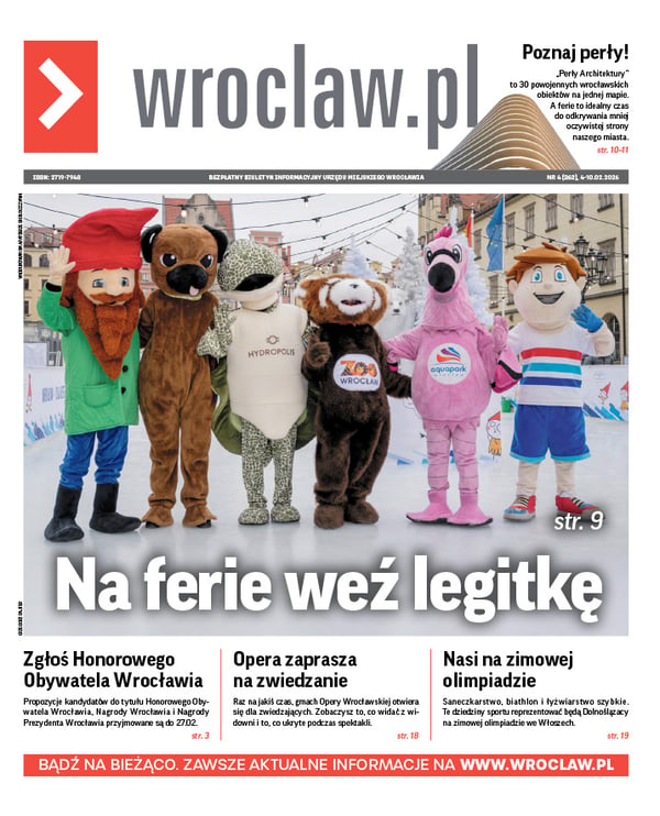 Zdjecie okładki biuletynu - Maskotki miejskich instytucji na otwarciu lodowiska w Rynku