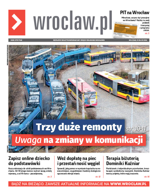 Zdjecie okładki biuletynu - Pętla Sępolno z tramwajami i autobusami - widok z lotu ptaka