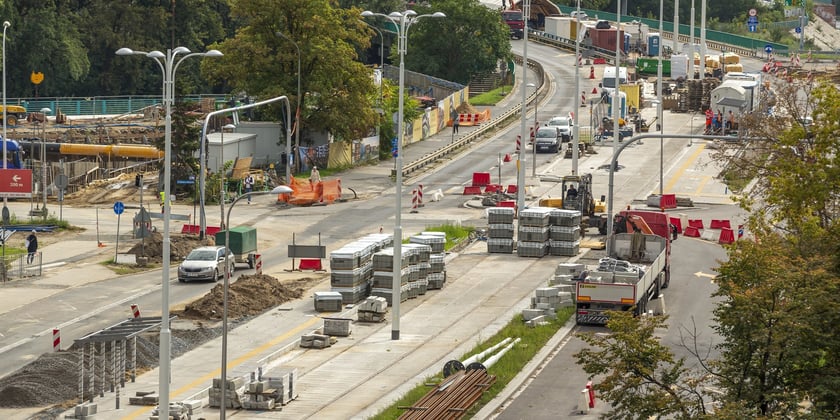 Budowa trasy tramwajowej przez Popowice, wrzesień 2022