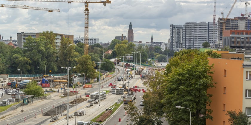 Budowa trasy tramwajowej przez Popowice, wrzesień 2022