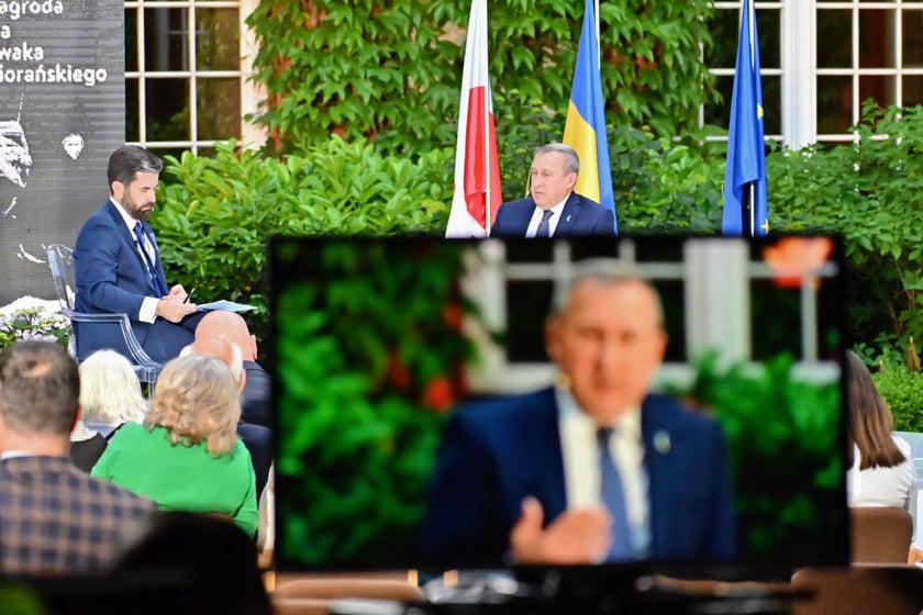 Uroczystość wręczenia Nagrody Jana Nowaka-Jeziorańskiego Andrijowi Deszczycowi.