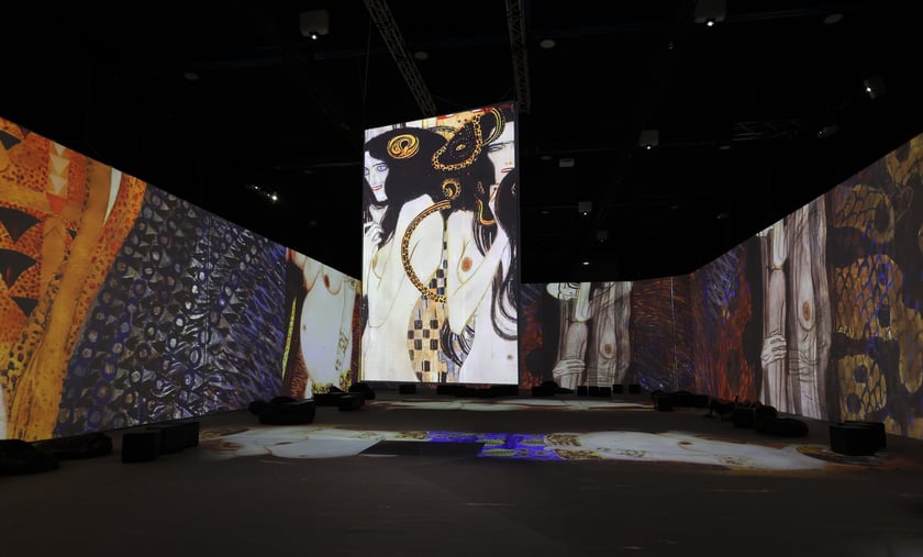 Zdjęcie z wystawy KLIMT – The Immersive Exhibition w hali IASE we Wrocławiu (do 23 lutego 2025)