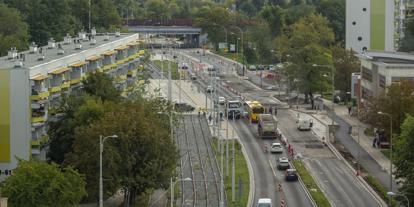 Budowa trasy tramwajowej przez Popowice, wrzesień 2022