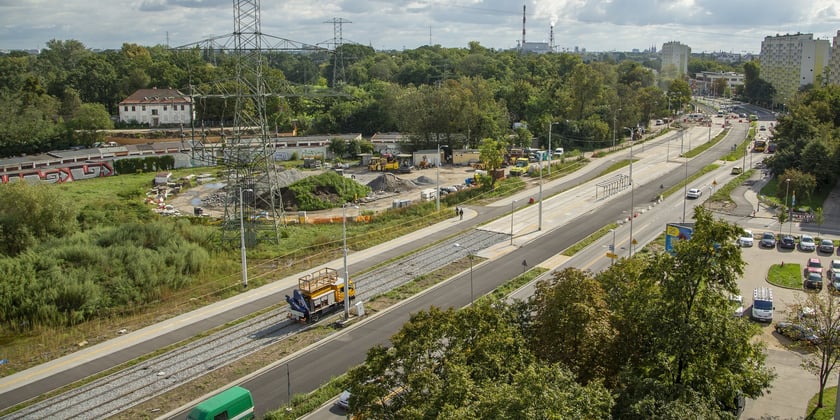 Budowa trasy tramwajowej przez Popowice, wrzesień 2022