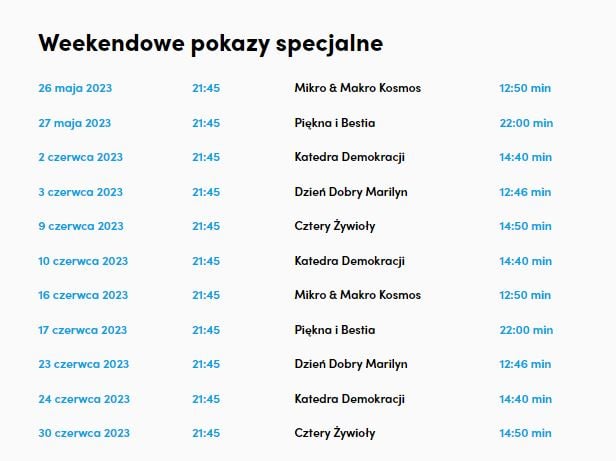 Fontanna Multimedialna Wrocław harmonogram 2023 r.