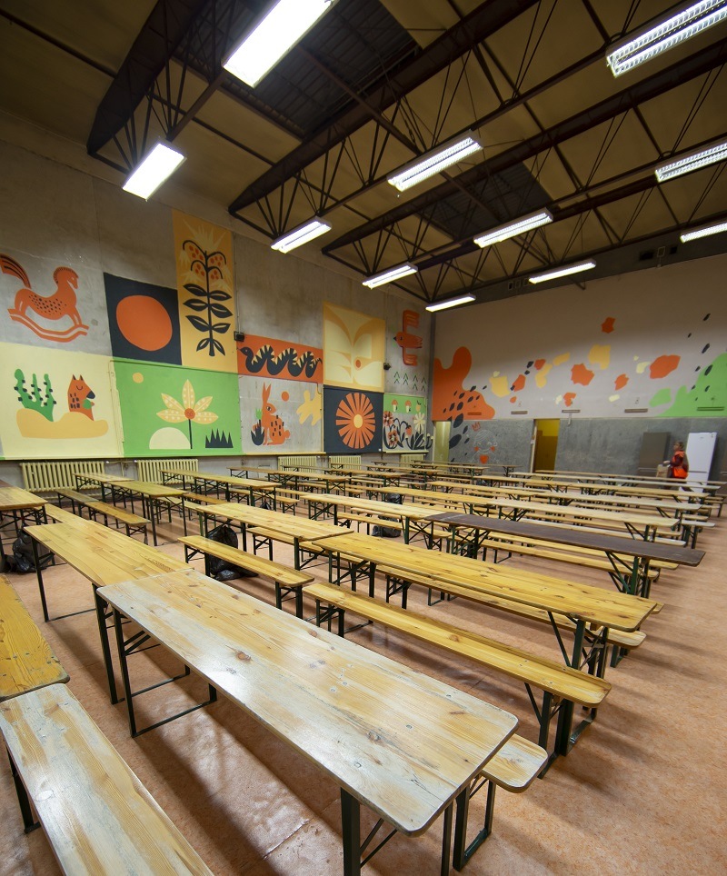 Mural dla Ukraińców w noclegowni przy Grochowej