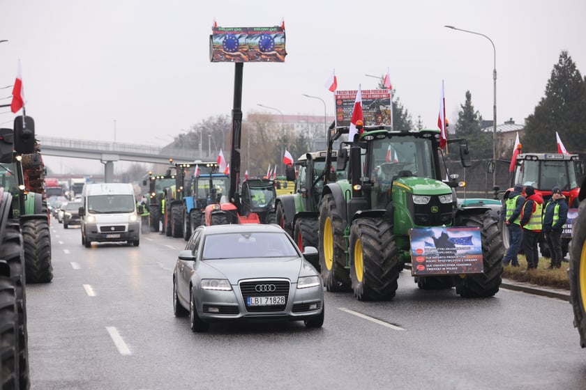 Strajk rolników przy al. Sobieskiego