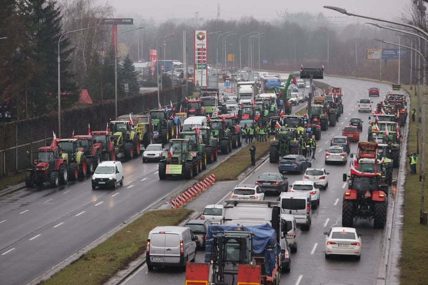 Strajk rolników przy al. Sobieskiego