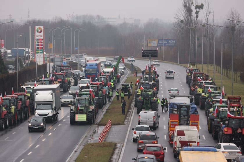 Strajk rolników przy al. Sobieskiego