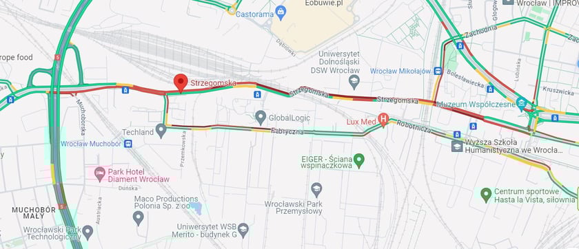 Zakorkowana ul. Strzegomska