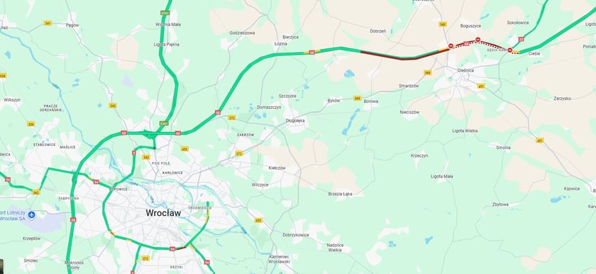 Korek na S8 w Oleśnicy