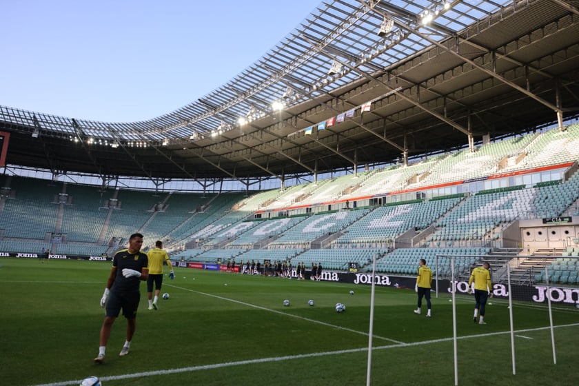 Tarczyński Arena. Drużyna Ukrainy podczas treningu we Wrocławiu