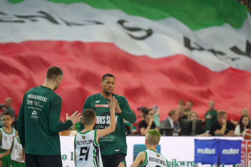 Mecz Śląska Wrocław z Treflem Sopot w Hali Stulecia.