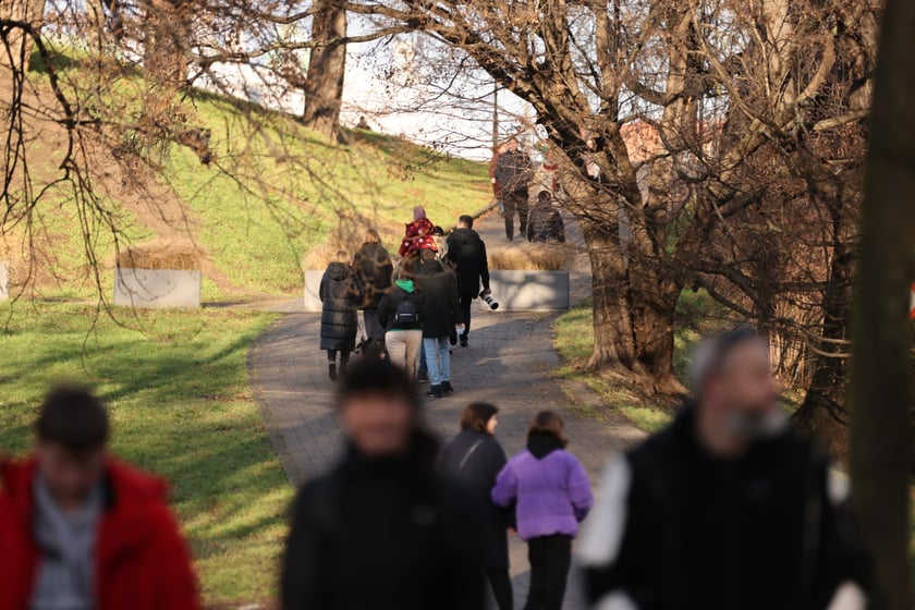 Spacerowicze podczas świąt we Wrocławiu. Okolice bulwarów i Ostrowa Tumskiego