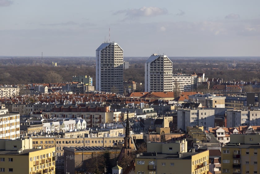 Widok z katedry na Ostrowie Tumskim
